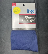 L’eggs Sheer Energy All Day Massage Energizing Tights Navy Blue Women’s Size Q