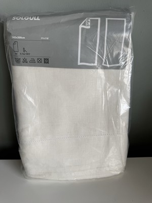 Ein schönes Paar IKEA Solgull (nicht mehr produziert) weiß reines Leinen extra lange Vorhänge