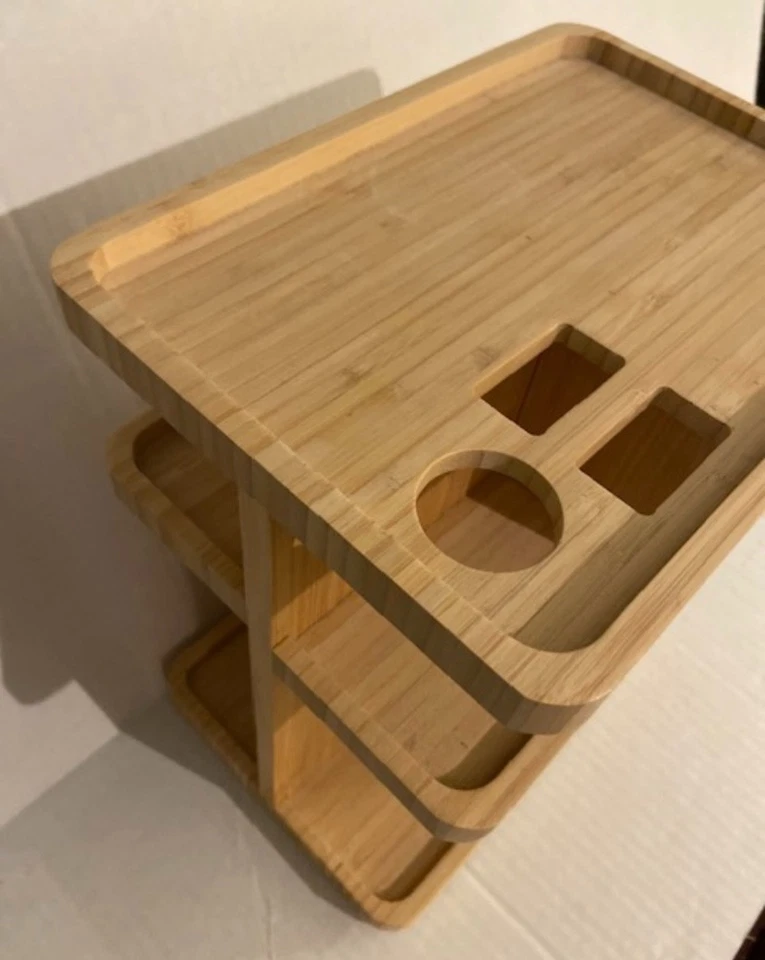 Organizador Cosmético Bambú 360°, Carrusel de Almacenamiento Multifunción para Maquillaje Foto 2 de 4