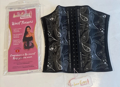 Luxx Curves Waist Trainer, Size Small Long Torso, 11'' Black Pattern Brand New