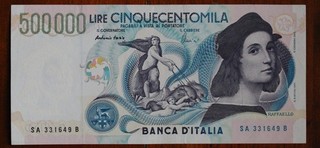 banconota da 500000 lire Raffaello del 1997 SUP
