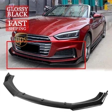 For Audi A5 S5 B9 2017-2018 Front Bumper Lip Chin Splitter Spoiler Glossy Black