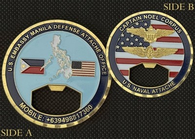 US Embassy Manila Naval Attache Bottle Opener Challenge Coin 4#E