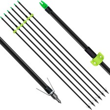 6Pcs Bow Fishing Arrows 8mm with Nock and Safety Slide Fishing Arrows