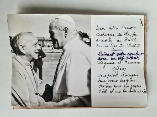 Signed Photo Raymond Offroy Michel Debré Jean Paul II Dom Helder Camara 1980