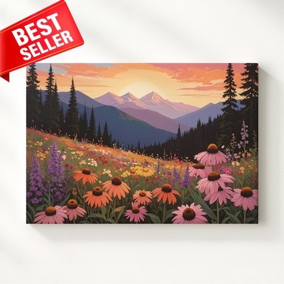 Canvas Mountain Bold Golden Hour Wildflower Scen Some Images Dont Wall Art