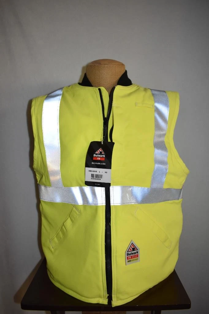 Bulwark Men's Flame Resistant Hi-Visibility Insulated Vest VMS4HV NWT - product detail image 1