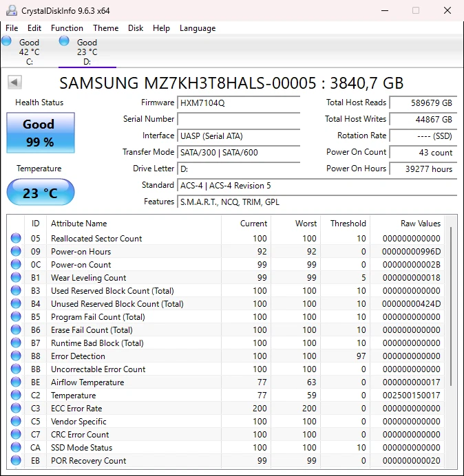 Samsung  3.84TB SM883 SSD 2.5" MZ-7KH3T80 SATA 6.0Gbps MZ7KH3T8HALS-00005 4 TB - Bild 4 von 4