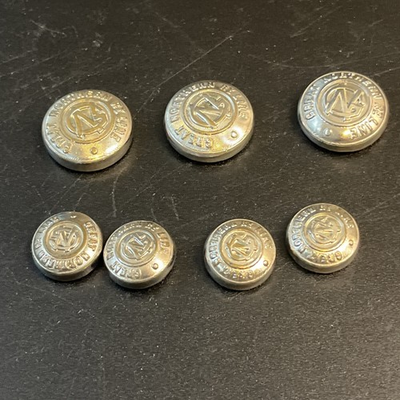 #ad 7 Vintage Great Northern Railway Line Uniform Button Cover Lot Silver Tone Set $44.99