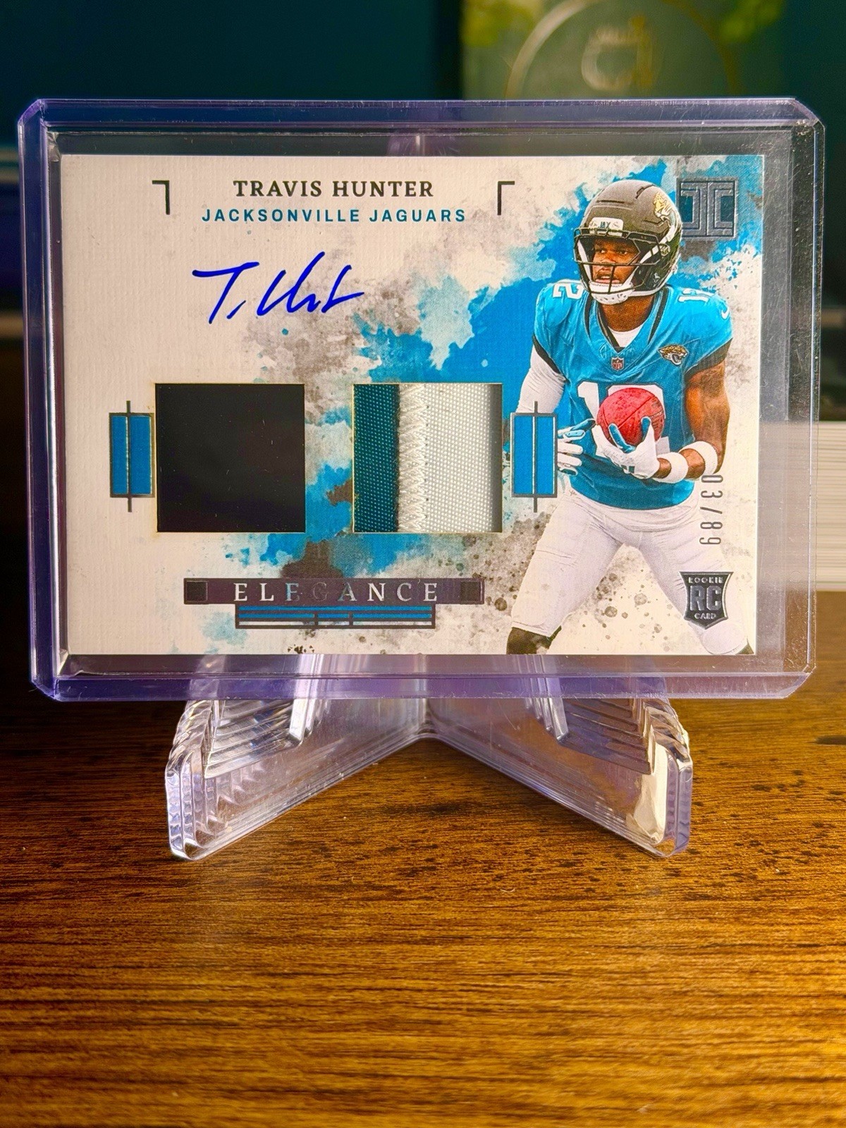 Travis Hunter RC Helmet Patch Auto 2025 Panini Impeccable 26/89 Elegance Jaguars