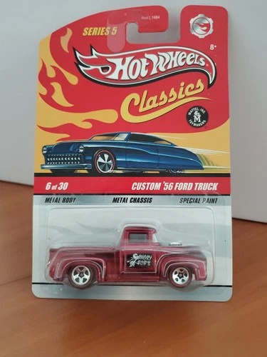 Hot Wheels Classics Series 5 #6 Custom '56 Ford Truck in Red - Redline 5 Spokes