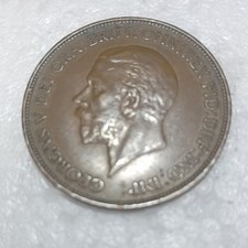 1935 England Penny King George V Bronze Coin Uncertified BN Color Collectible UK