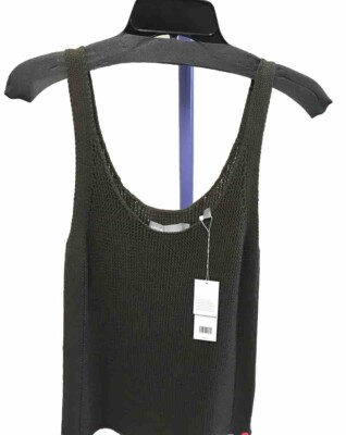 Vince Cable-Knit Silk Crop shirt Tank Top Olive green MSRP $245 Sz XS New- 01