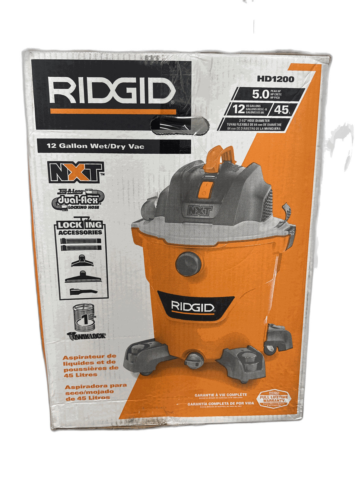 RIDGID 12 Gallon 5.0 Peak HP NXT Shop Vacuum Wet Dry Vac w/General Debris Filter