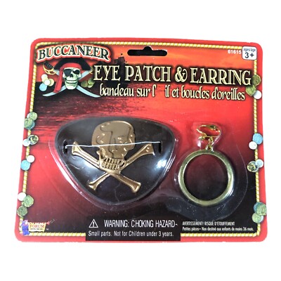 Buccaneer Eye Patch & Earring Brown & Gold, Sealed by Forum 61615
