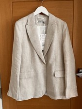 New Baukjen Classic Linen Blazer, 12, Natural