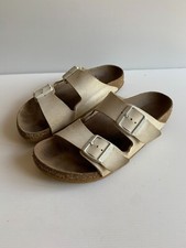 Birkenstock Arizona sandals 40 UK 7 *well used two strap classic white sliders