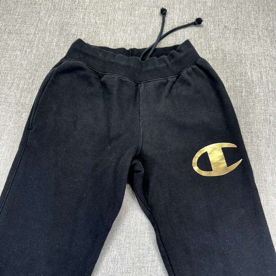 Pantalones de chándal vintage Champion tejido inverso para hombre pequeños negros polar pesados Foto 2 de 4