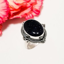 Blue Sunstone Gemstone 925 Sterling Silver Ring Oxidize Jewelry Gift For Friends