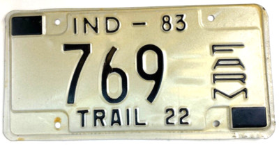 Vintage Indiana 1983 Farm Trailer License Plate 769 Man Cave Collector Pub Decor