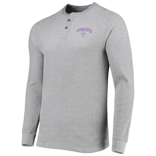 Minnesota Vikings T-Shirt Men's Medium Heathered Gray Thermal Henley L/S