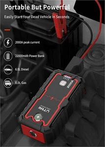 2000A Jump Starter 22000mAh Power Bank Charger For 8.0L/6.0L Battery Starting