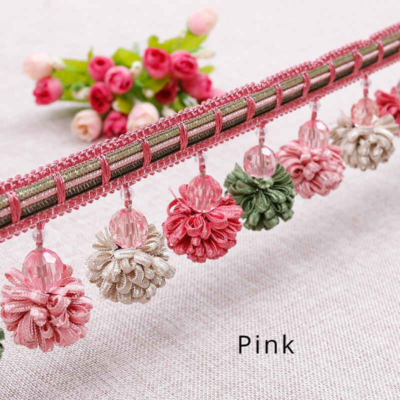 12Meters Length Pom Ball Tassel Edging Trim Retro for Curtain Upholstery - Image 4 of 4