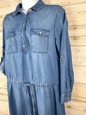 Gloria Vanderbilt S Small Shirt Dress Women's Lightweight Tie Waist Denim Look