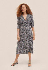 Mango long sleeve floral lilac print dress sustainable viscose size 8 BNWT