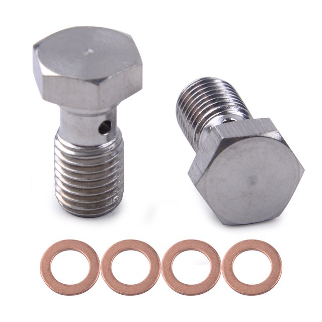 2pcs Motorcycle M10x1.25 Banjo Bolt Brake Caliper Master Cylinder Screw
