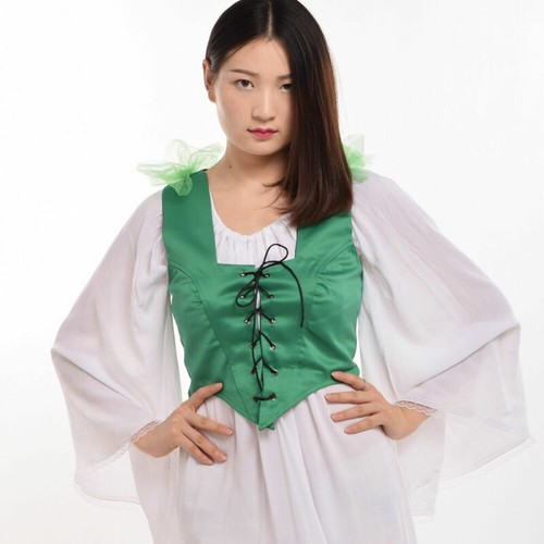 Medieval Women Waistcoat Corset Vest Lace-Up Reversible Victorian Lady Steampunk
