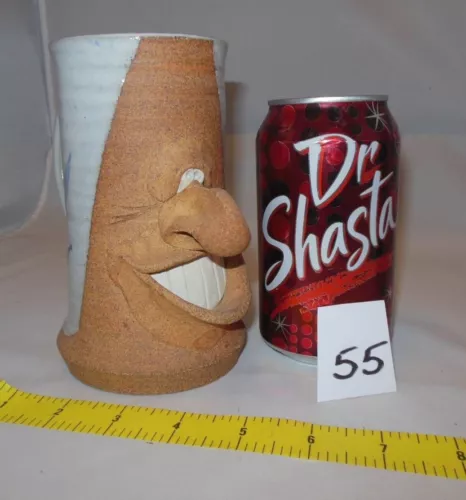 VINTAGE STONEWARE POTTERY 3D FUNNY LARGE TALL MUG / STEIN BIG NOSE & SMILE