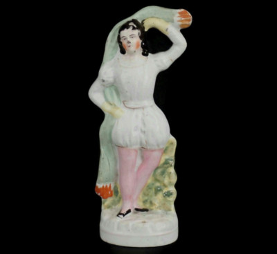 Antique 1860s Staffordshire Figural Flat Back English Gentleman Pink Tights #14