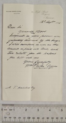 1891 Brief William Parker Cogan, Bognor re Wood - Urteil zu Ihren Gunsten