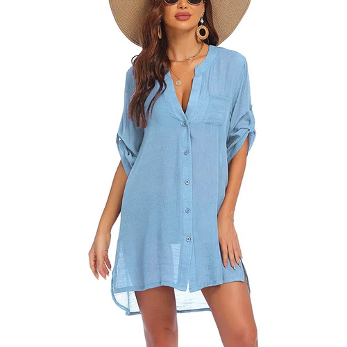 Women Beach Cover Up Half Sleeve Swimsuit Coverup Ladies Bikini Swimwear Summer - Picture 8 of 51