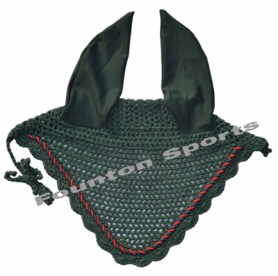 HORSE FLY BONNET FLYVEIL EAR BONNET FLY VEIL COTTON CROCHET HANDMADE TACK