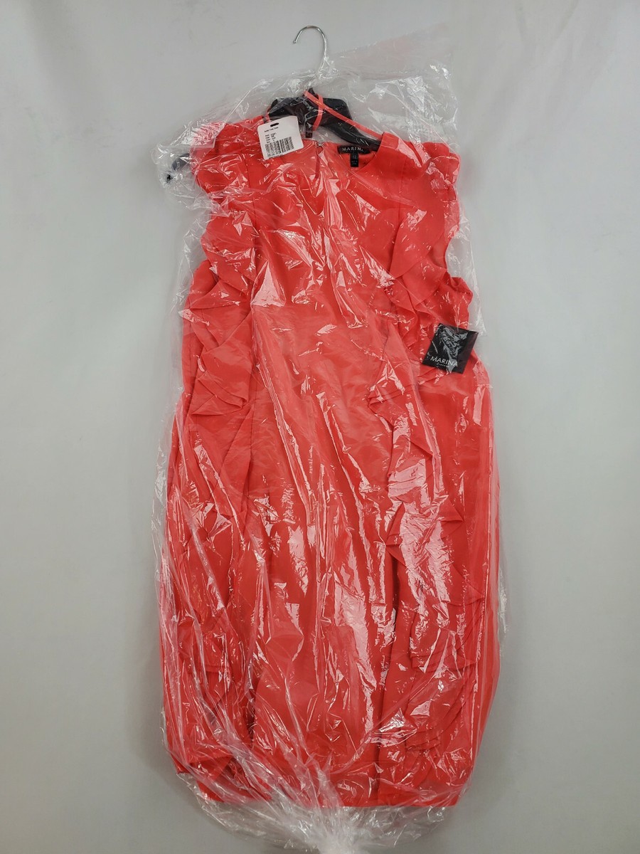 women's dresses coral color dress out that adds a touch of sexy sophistication CLARISSE 8043 NEON Coral Fitted