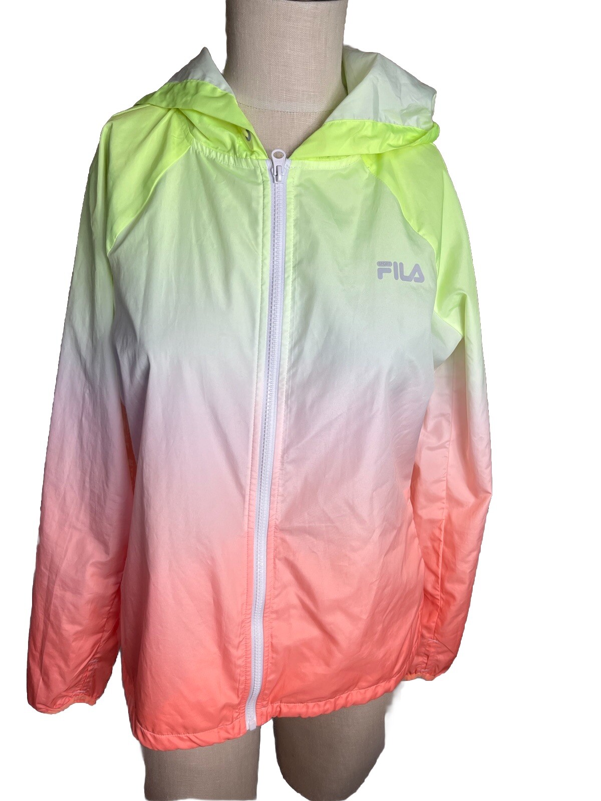 FILA SPORT® Giacca a vento donna corallo sfumato giallo verde ombretto piccolo