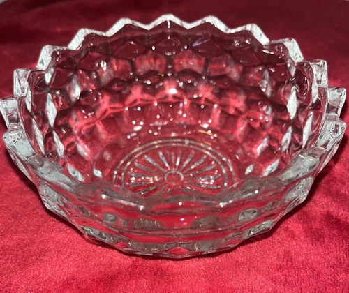 VTG Fostoria American Cubist Clear Glass 7 1/4” Salad Fruit Bowl Ice Cream Bowl