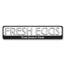Personalized Fresh Eggs Name Farm Kitchen Aluminum Metal Decor Sign