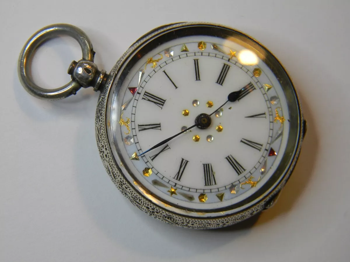VINTAGE 38mm SWISS 925 SILVER KWKS LADIES POCKET WATCH FINE