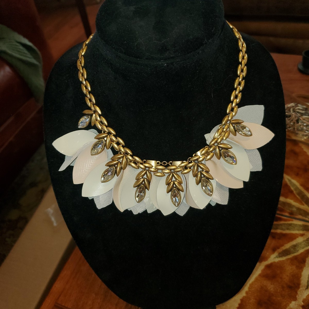 Stella Dot Leather, Fabric and Rhinestone Tan, pink