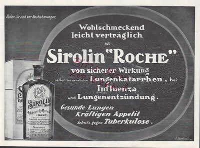Basel, Advertising 1912, F. Hoffmann La Roche & Cie. Sirolin Roche Pneumonia