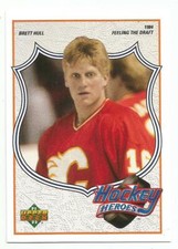 BRETT HULL 1991-92 UPPER DECK HOCKEY HEROES CARD #2 NEAR MINT+ CONDITION 