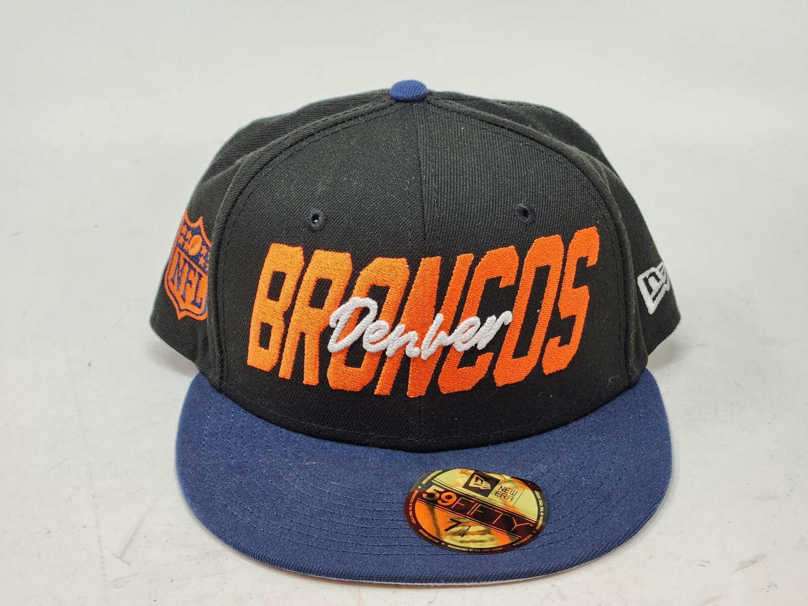 Denver Broncos New Era 59Fifty Fitted Cap Black Orange Blue Size 7 1/4