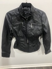 New Look Black Jacket Junior Girls Medium Polyurethane Shell w/ICC Logo on Back