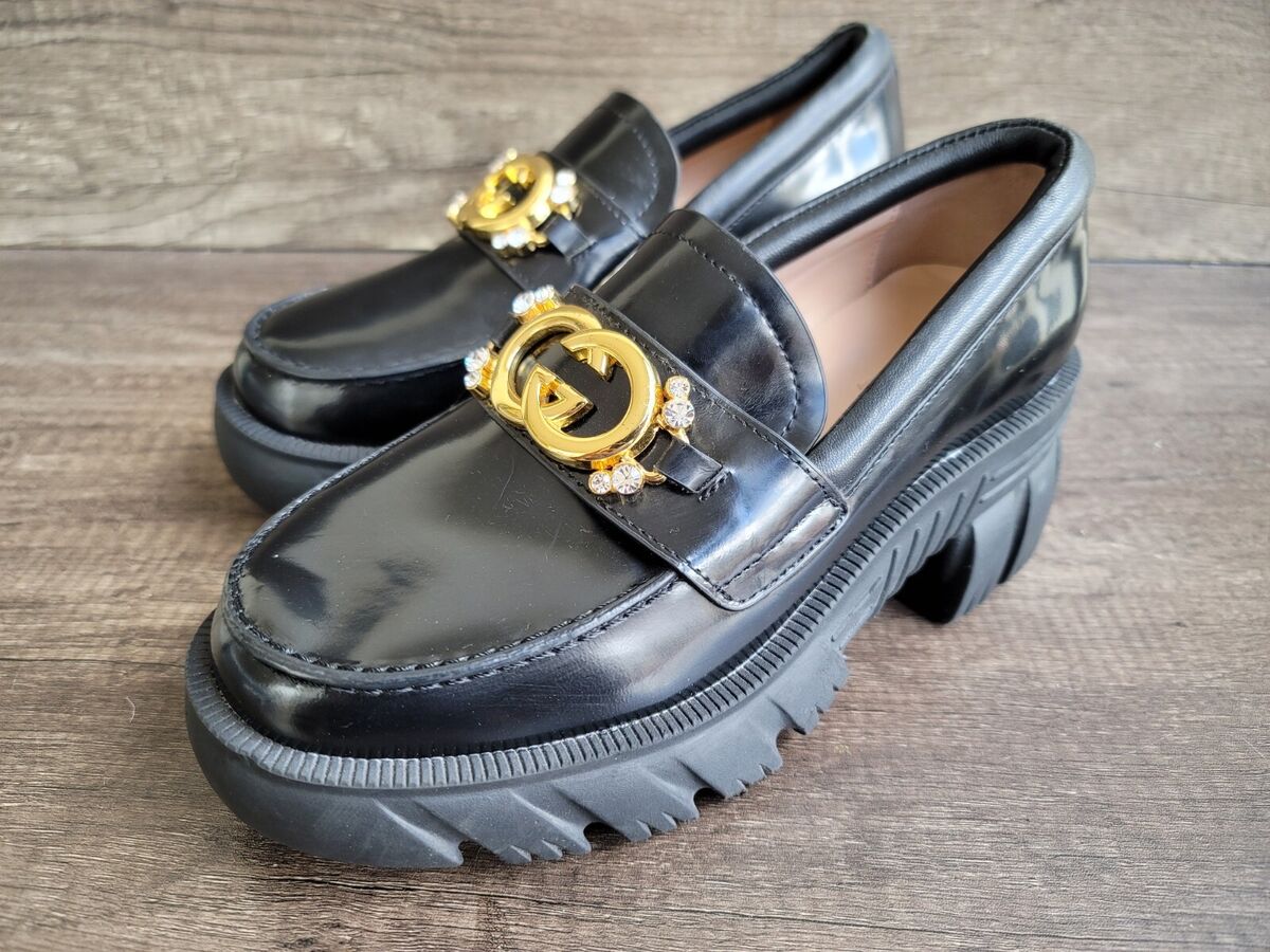 Gucci Women's GG Logo Chunky Heel Loafers Size 36 US 6. | eBay Gucci Women's GG Logo Chunky Heel Loafers Size 36 US 6. | eBay