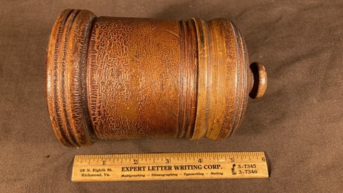Antike Treenware Gewürz Tabak Deckeldose AFFA Antik Holzdose Behälter - Bild 13 von 14