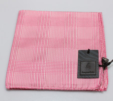 Jacques Britt NWT 100 Silk Pocket Square In Pink Plaid Made in Italy