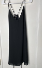 Loft Ann Taylor Slip Dress NWT Size Small Black Spaghetti Strap Back Tie V-neck
